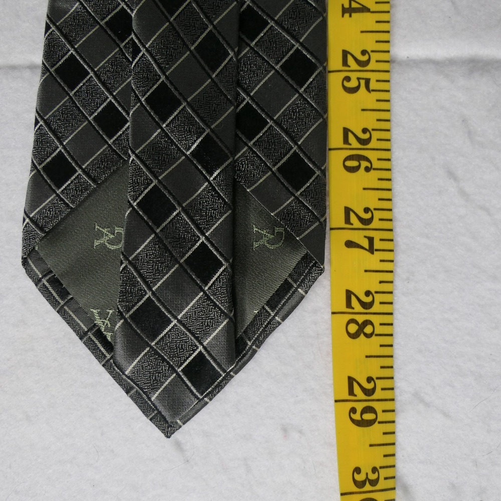 Valerio Garati Mens Necktie OS Black Gray Geometric Silk HandMade Vintage Office - Picture 3 of 6